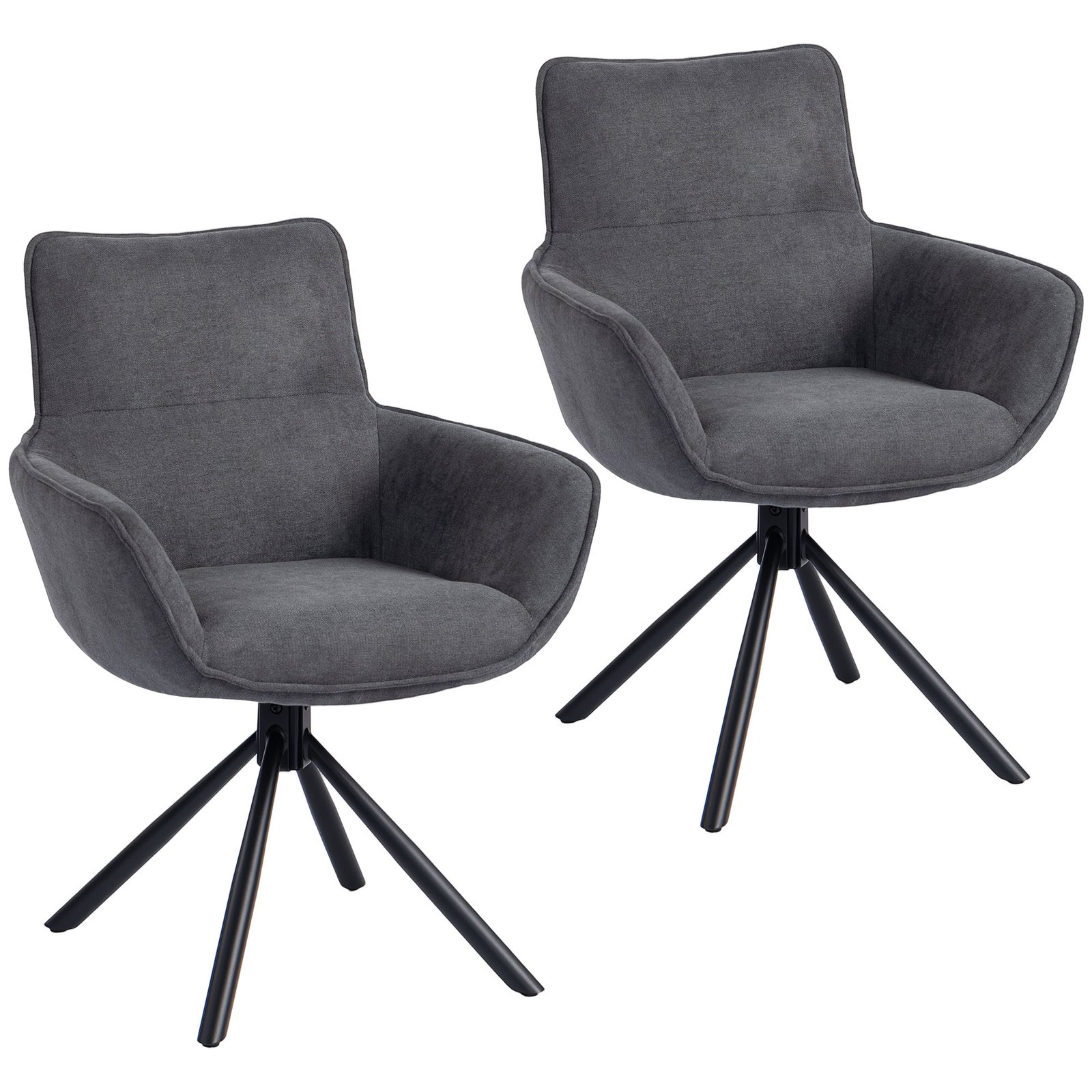 Pasukamos valgomojo kėdės su porankiais ir minkštais apmušalais 2 vnt. Pasukamos valgomojo kėdės su porankiais ir minkštais apmušalais 2 vnt.