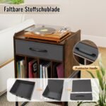 Patefono stovas su vinilinių plokštelių lentyna ir keturiais skyriais (Ruda) – Paveikslėlis 3