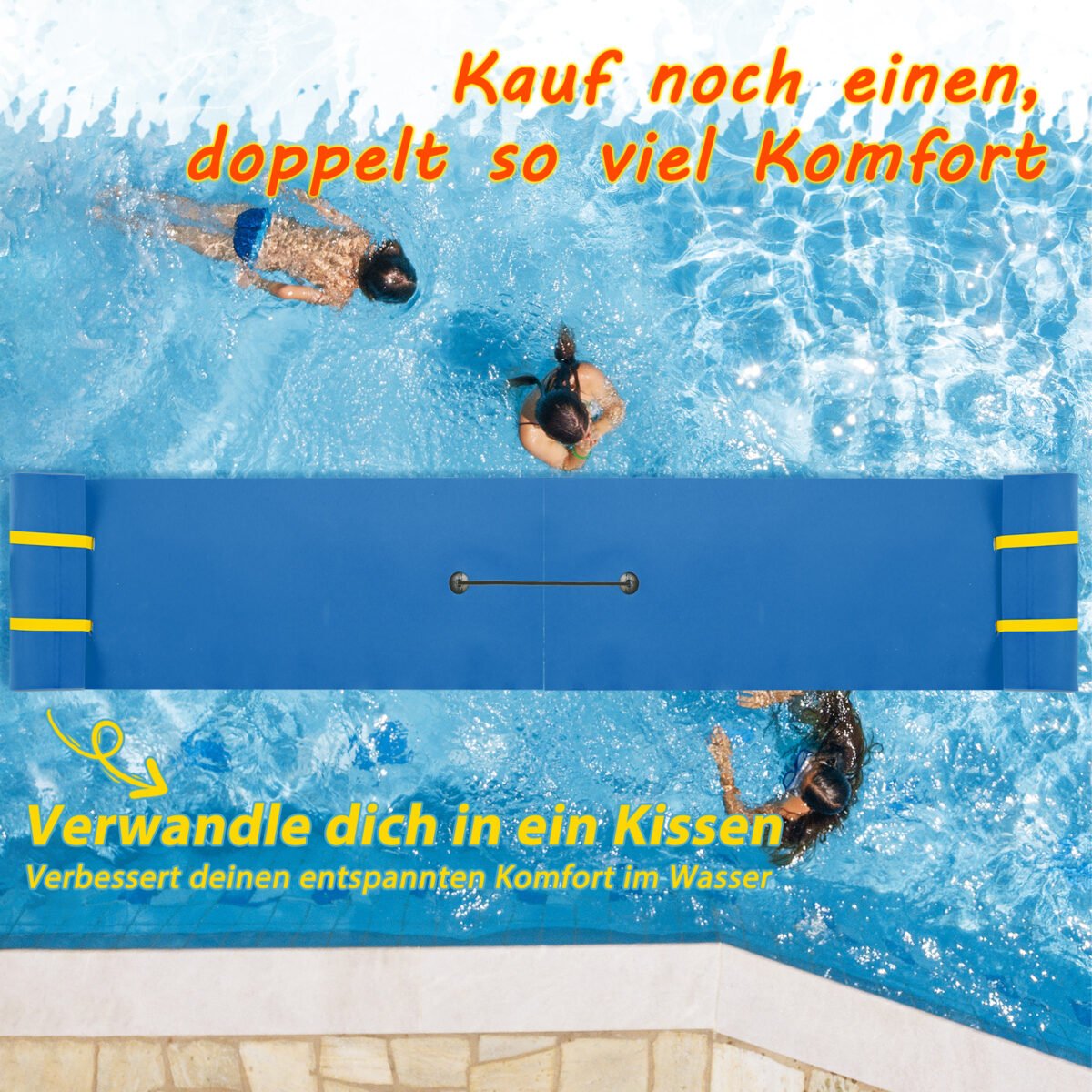 Patvarus plūduriuojantis XPE putų kilimėlis su integruota pagalve (Mėlyna) – Paveikslėlis 3