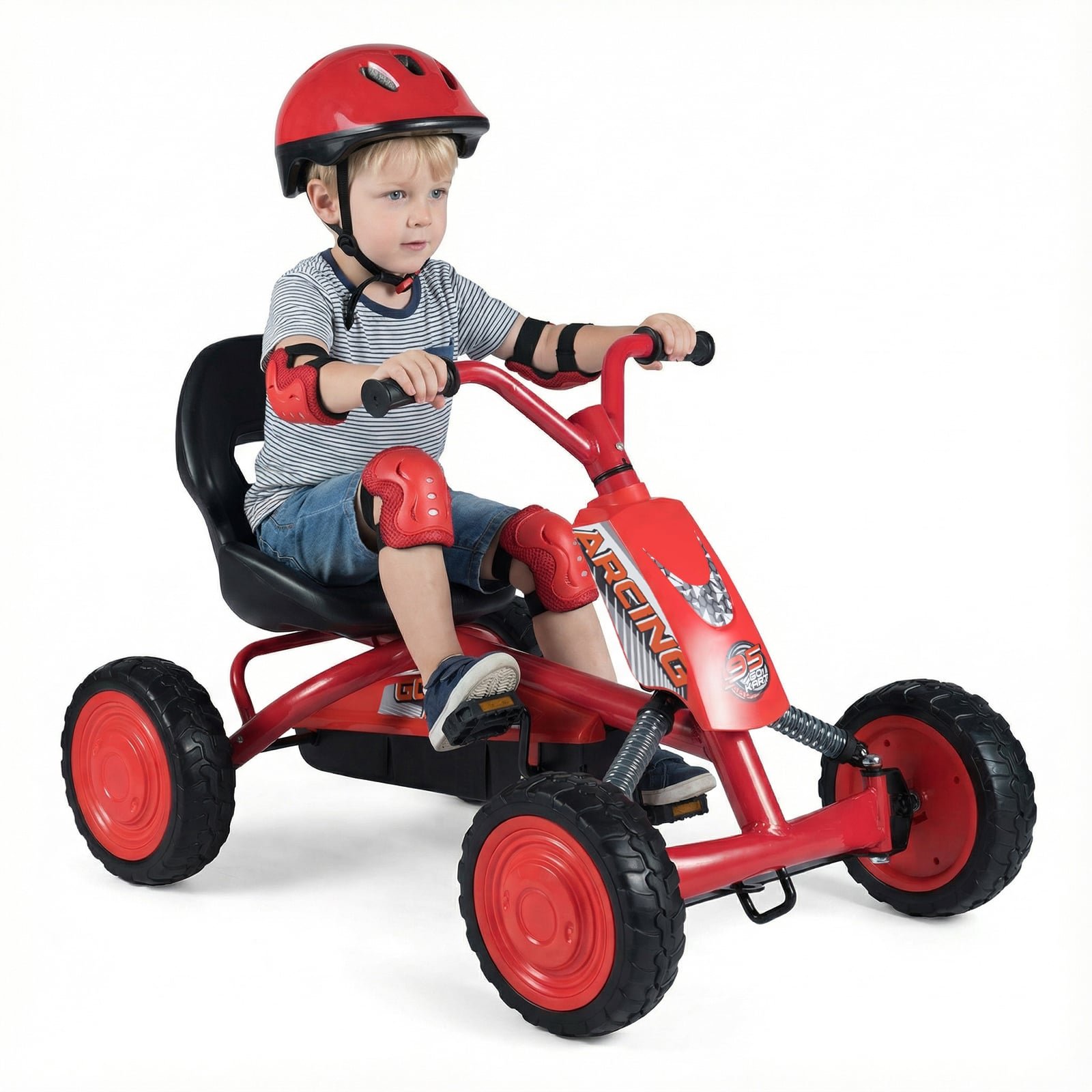 Pedalinis kartingas vaikams su reguliuojama sėdyne (Raudona)