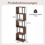 Penkiaaukštė geometrinė knygų lentyna su apsauga nuo apvirtimo (Kaimiška ruda) – Paveikslėlis 2
