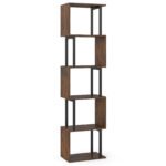 Penkiaaukštė geometrinė knygų lentyna su apsauga nuo apvirtimo (Kaimiška ruda)