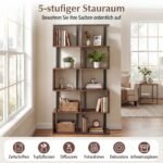 Penkiaaukštė geometrinė knygų lentyna su apsauga nuo apvirtimo (Kaimiška ruda) – Paveikslėlis 4