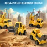 Penkių statybinių mašinų rinkinys su tralu – Paveikslėlis 2