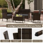 Pintų lauko baldų komplektas su dvisėde sofa 2 kėdėmis ir stalu (Pilka) – Paveikslėlis 4