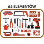 Plastikinės mobilios dirbtuvės-lagaminas 2in1 su 65 įrankiais – Paveikslėlis 8