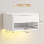 Plaukiojantys naktiniai staliukai su RGB LED apšvietimu, stalčiumi ir atviru skyriumi, 2 vnt – Paveikslėlis 3