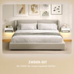 Plaukiojantys naktiniai staliukai su RGB LED apšvietimu, stalčiumi ir atviru skyriumi, 2 vnt – Paveikslėlis 4