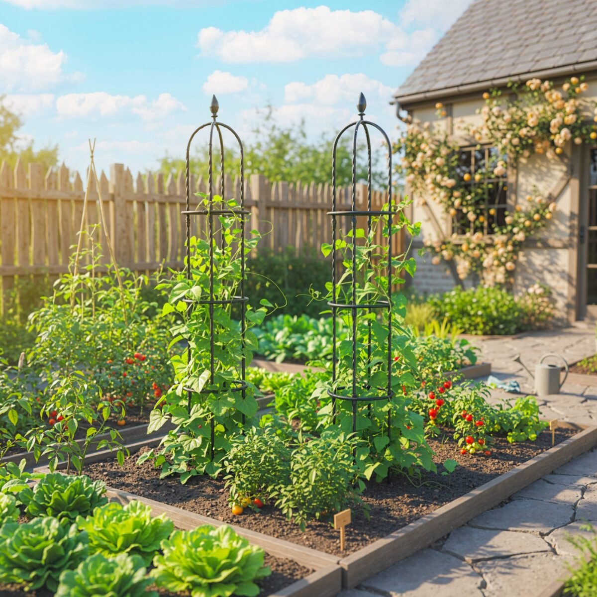 Plieninių sodo obeliskų komplektas (2 vnt.) 174 cm aukščio lengvai surenkamas – Paveikslėlis 8