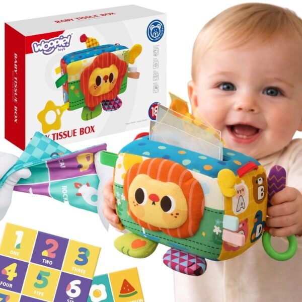 Pliušinė sensorinė lavinamoji dėžutė su skarelėmis