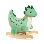 Pliušinis supamas dinozauras su mediniu pagrindu