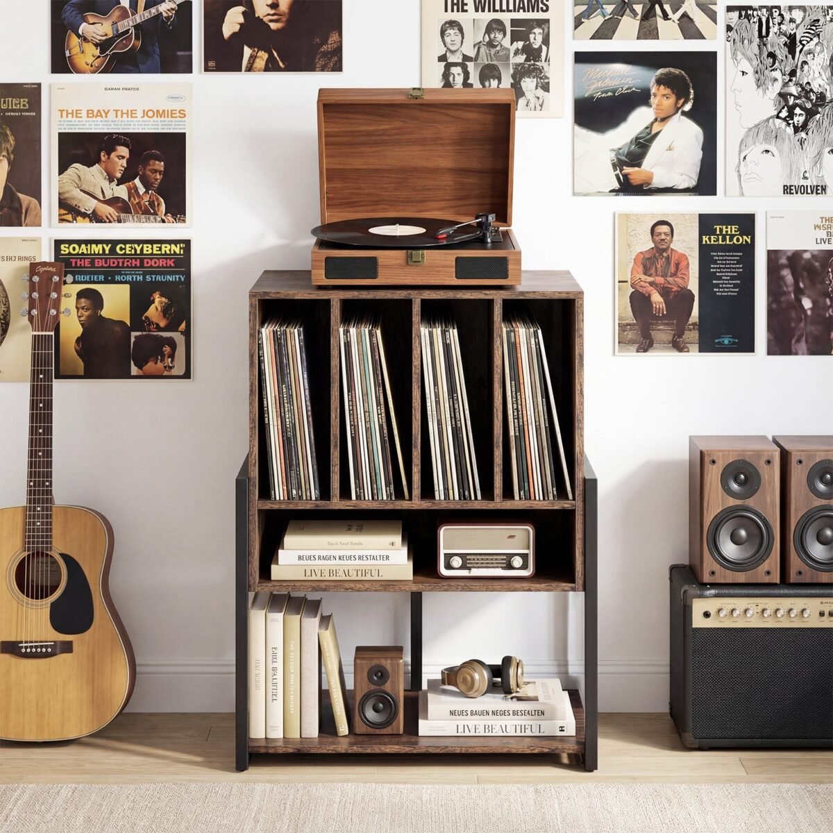 Plokštelių grotuvo staliukas su plačiu stalviršiu (Kaimiška ruda) – Paveikslėlis 2