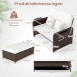 Poliratano dvivietis gultas su reguliuojamu atlošu ir pufu su dėže (Balta) – Paveikslėlis 5