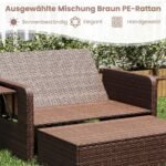 Poliratano dvivietis gultas su reguliuojamu atlošu ir pufu su dėže (Balta) – Paveikslėlis 2