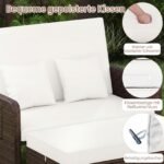 Poliratano dvivietis gultas su reguliuojamu atlošu ir pufu su dėže (Balta) – Paveikslėlis 3