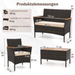 Poliratano sodo baldų komplektas su 2 krėslais suoliuku ir staliuku (Smėlio) – Paveikslėlis 2