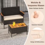 Poliratano sodo baldų komplektas su 2 krėslais suoliuku ir staliuku (Smėlio) – Paveikslėlis 5