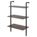 Prie sienos tvirtinama 3 pakopų lentyna su metaliniu rėmu (Ruda)