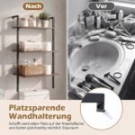 Prie sienos tvirtinama 3 pakopų lentyna su metaliniu rėmu (Ruda) – Paveikslėlis 3