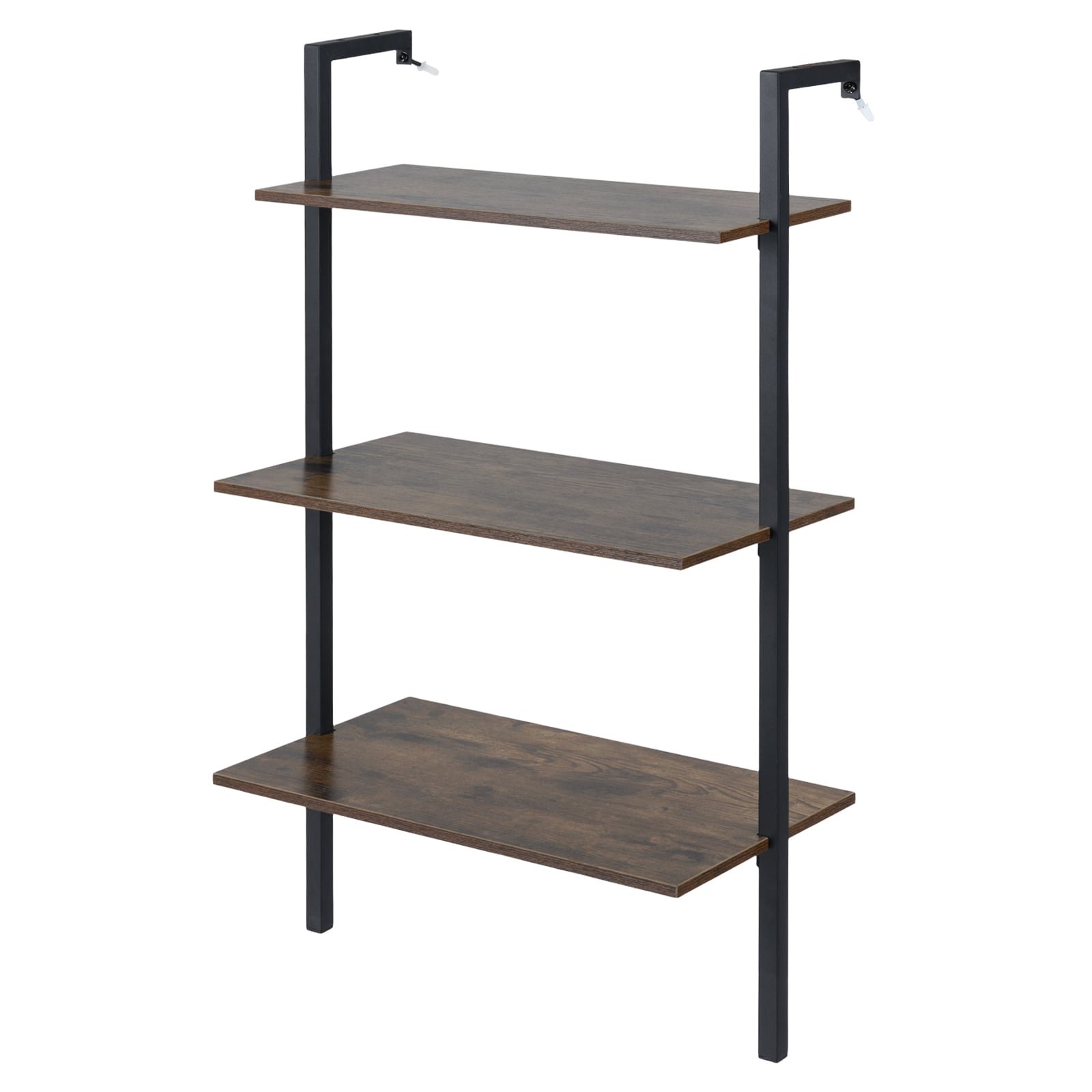 Prie sienos tvirtinama 3 pakopų lentyna su metaliniu rėmu (Ruda)