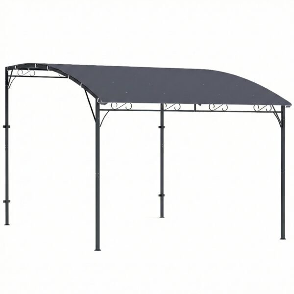 Priglaudžiama terasos pergola su nuolydiniu stogu ir drenažu