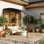Priglaudžiama terasos pergola su nuolydiniu stogu ir drenažu – Paveikslėlis 8
