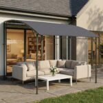 Priglaudžiama terasos pergola su nuolydiniu stogu ir drenažu – Paveikslėlis 9