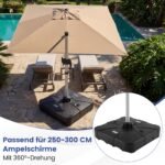 Pripildomas kvadratinis skėčio stovas su ratukais 130 kg talpa (Juoda) – Paveikslėlis 2