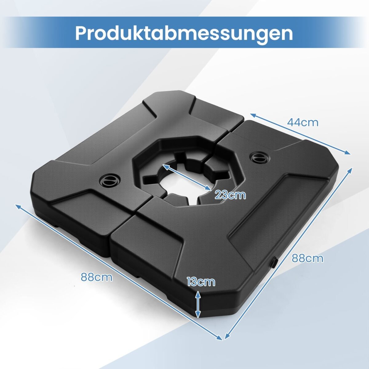 Pripildomas skėčio stovas su 2 kvadratinėmis plokštėmis ir rankenomis (Juoda) – Paveikslėlis 2