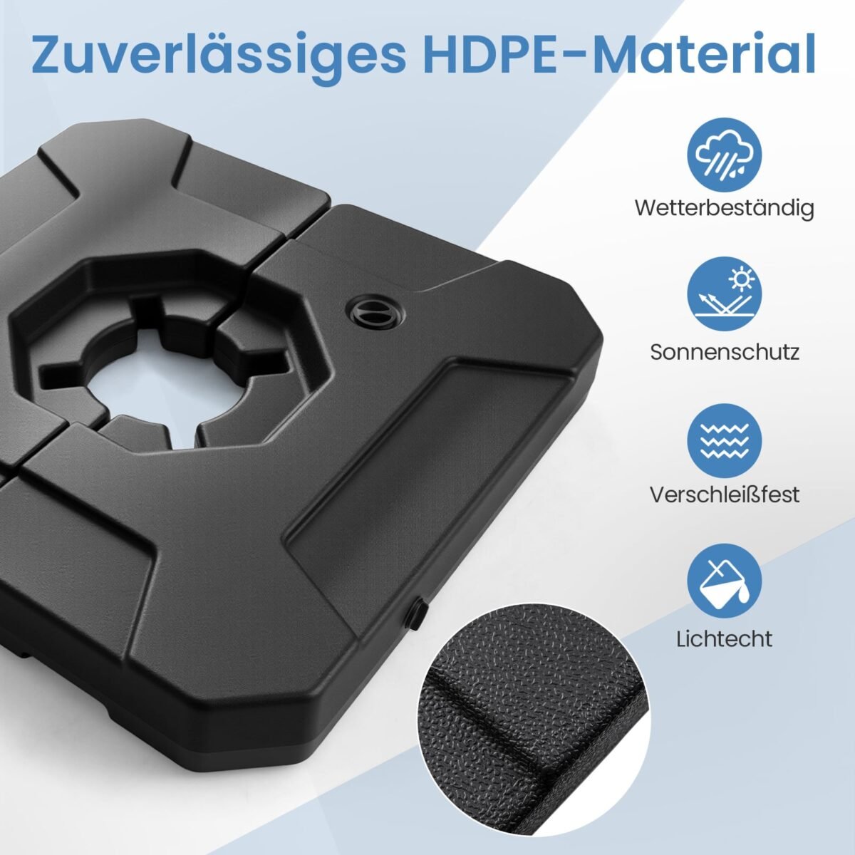 Pripildomas skėčio stovas su 2 kvadratinėmis plokštėmis ir rankenomis (Juoda) – Paveikslėlis 4