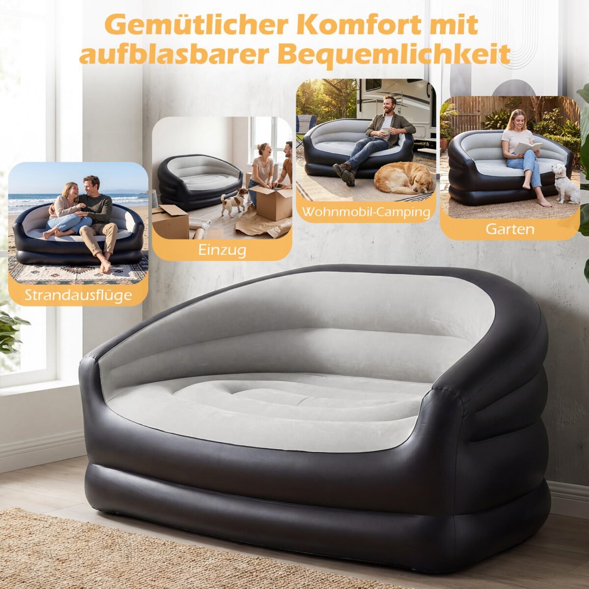 Pripučiama 2-vietė sofa su aksomine danga (Pilka) – Paveikslėlis 4