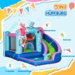 Pripučiama žaidimų pilis su čiuožykla ir vandens baseinu