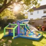 Pripučiamas 8 viename ryklio dizaino žaidimų parkas su pūstuvu