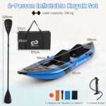 Pripučiamas kajakas su aliumininiais irklais ir paminkštintomis EVA sėdynėmis (Mėlyna)