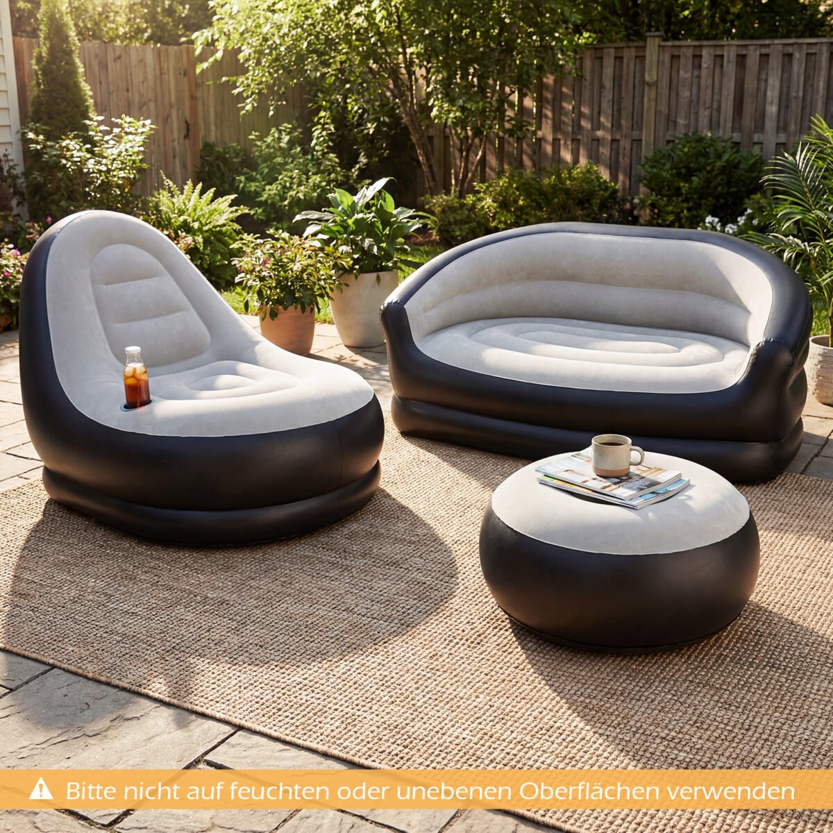 Pripučiamas vienviečio fotelio ir dviviečio suoliuko komplektas (Pilka) – Paveikslėlis 4