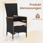 Rataniniai sodo krėslai su aukštais atlošais 2 vnt. (Juoda) – Paveikslėlis 2