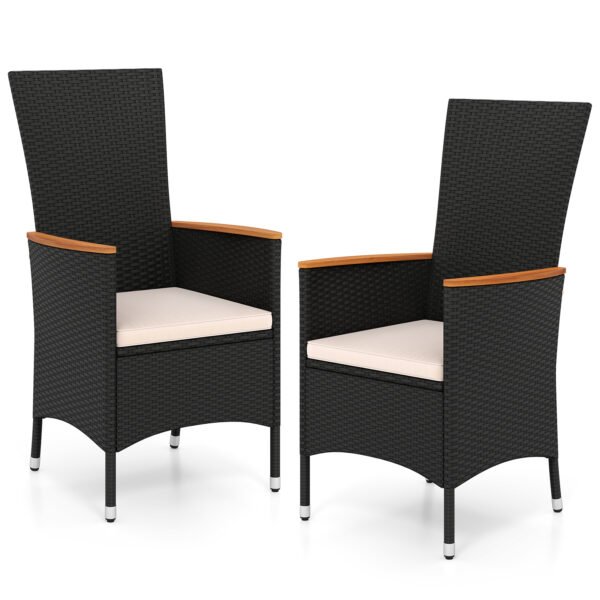 Rataniniai sodo krėslai su aukštais atlošais 2 vnt. (Juoda)