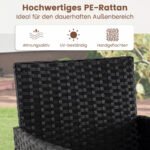 Rataninis 3 dalių lauko baldų komplektas su 2 kėdėmis ir stalu (Juoda)