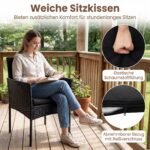 Rataninis 3 dalių lauko baldų komplektas su 2 kėdėmis ir stalu (Juoda) – Paveikslėlis 2