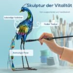 Realistiška plieninė sodo statulėlė „Povas“ su tvirtinimo elementais