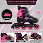 Reguliuojami vaikiški riedučiai su šviečiančiais ratais EU 34-37 (Rožinė) – Paveikslėlis 4