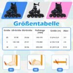 Reguliuojami vaikiški riedučiai su šviečiančiais ratukais 27-31 (EU) (Juoda ir balta) – Paveikslėlis 2