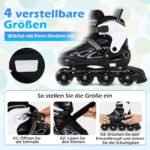 Reguliuojami vaikiški riedučiai su šviečiančiais ratukais 37-41 (EU) (Juoda ir balta) – Paveikslėlis 3