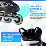 Reguliuojami vaikiški riedučiai su šviečiančiais ratukais 37-41 (EU) (Juoda ir balta) – Paveikslėlis 5