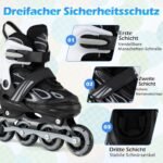 Reguliuojami vaikiški riedučiai su šviečiančiais ratukais 27-31 (EU) (Juoda ir balta) – Paveikslėlis 5