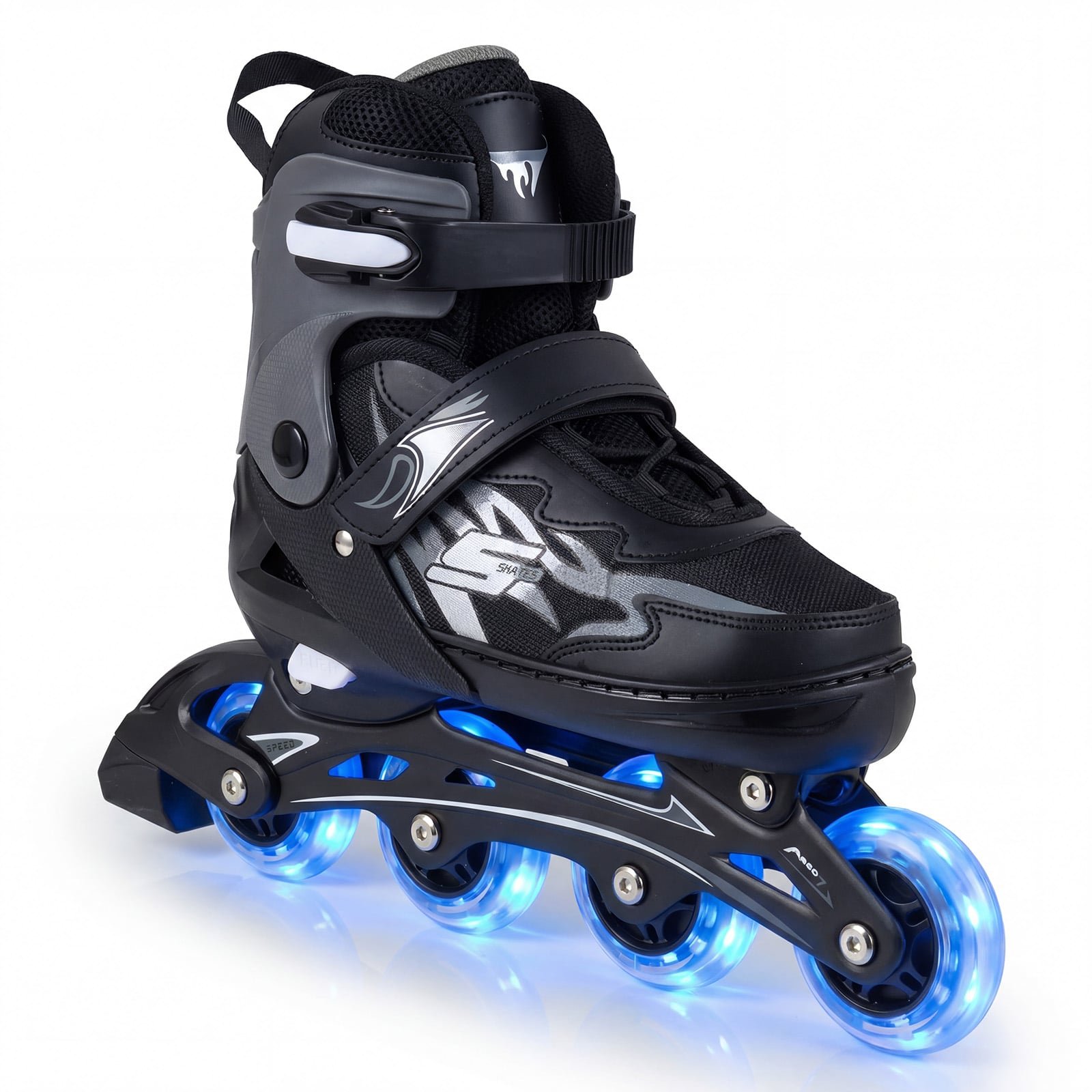 Reguliuojami vaikiški riedučiai su šviečiančiais ratukais (Pilka)