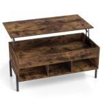 Reguliuojamo aukščio kavos staliukas su pakeliamu stalviršiu (Ruda)