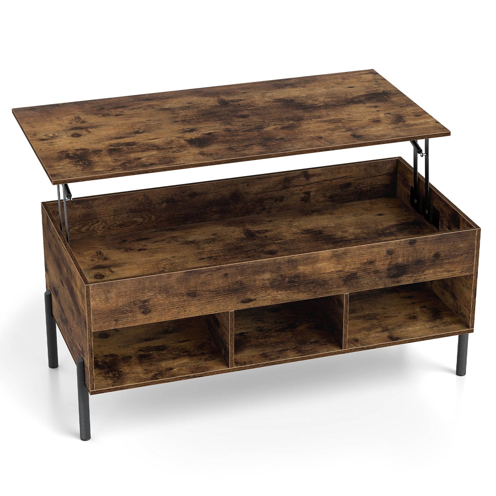 Reguliuojamo aukščio kavos staliukas su pakeliamu stalviršiu (Ruda)