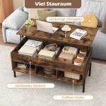 Reguliuojamo aukščio kavos staliukas su pakeliamu stalviršiu (Ruda) – Paveikslėlis 2