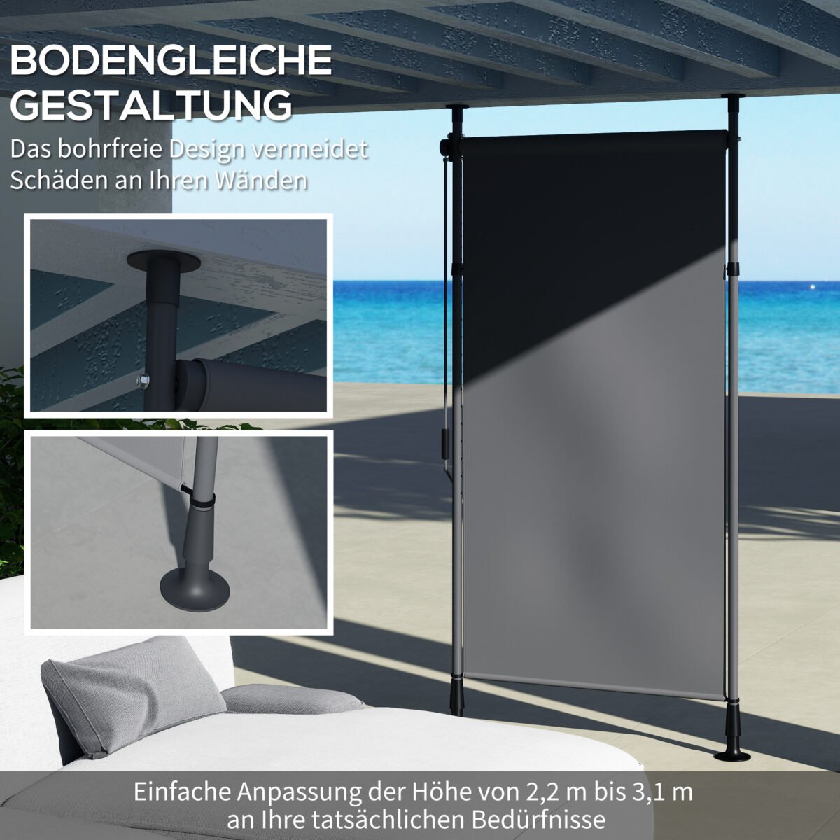 Reguliuojamo aukščio laisvai pastatoma markizė, montuojama be gręžimo – Paveikslėlis 4